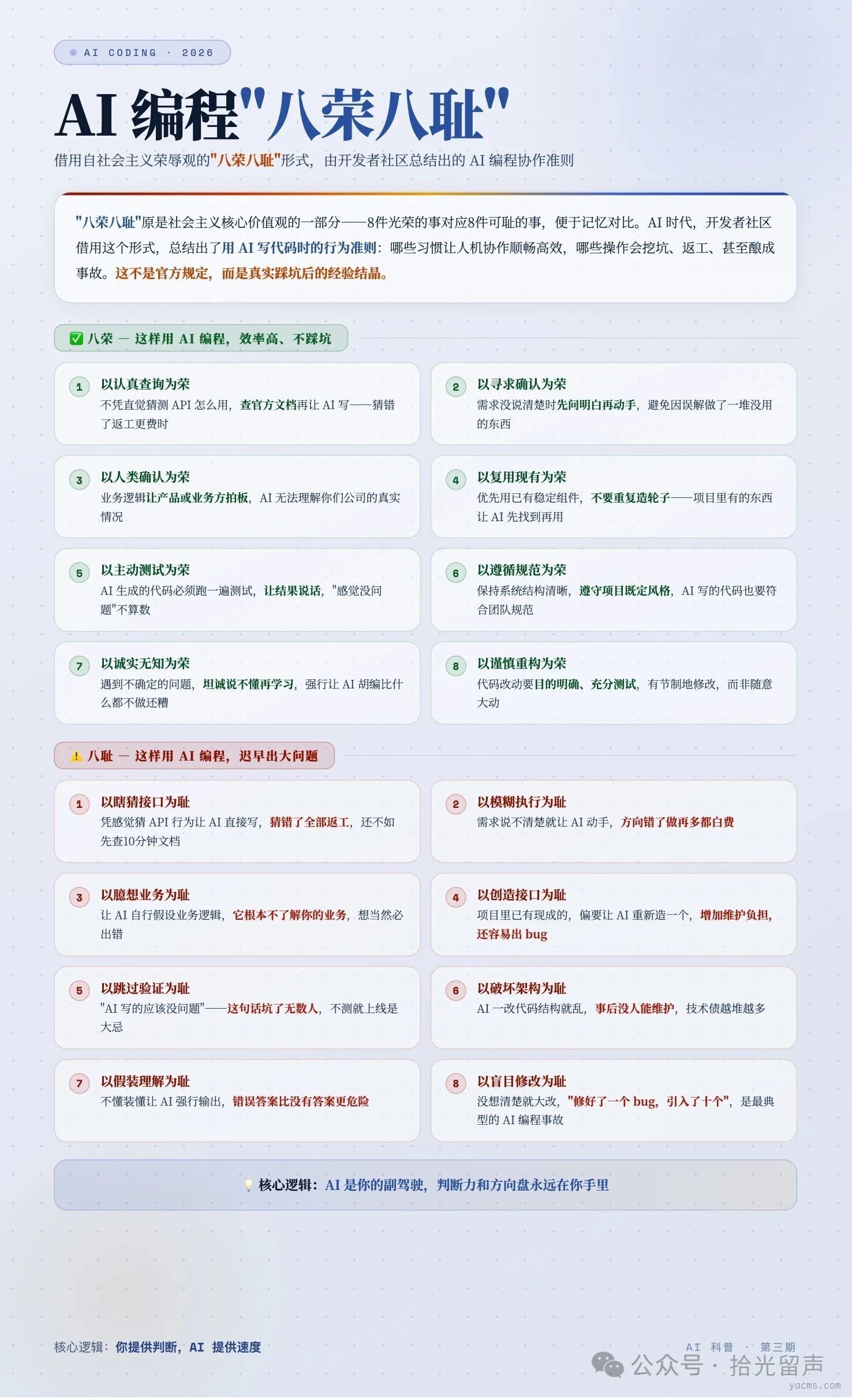 AI编程中的“八荣八耻”
