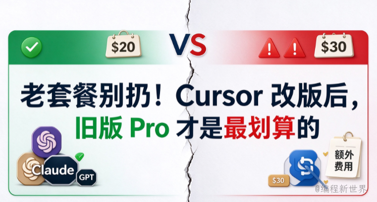 老套餐别扔！Cursor 改版后，旧版 Pro 才是最划算的